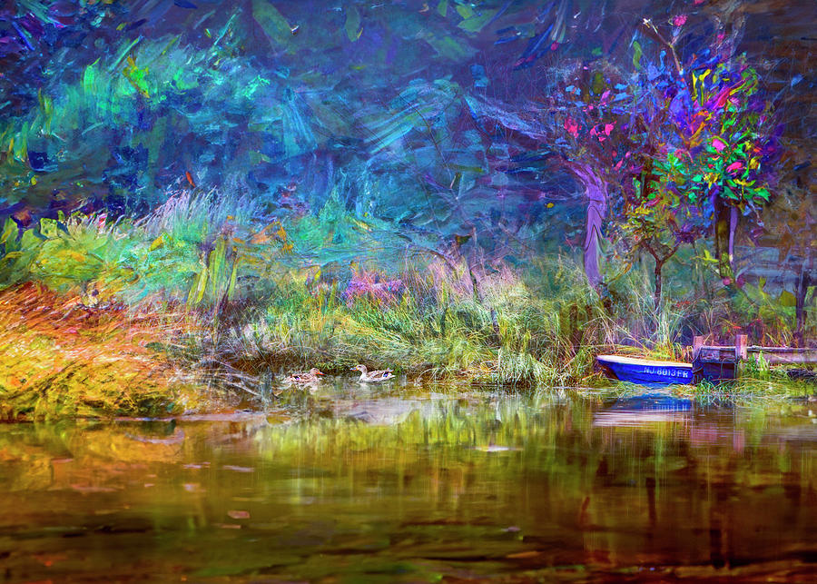 Rowboat Docked On the Brook #1 Digital Art by Cordia Murphy