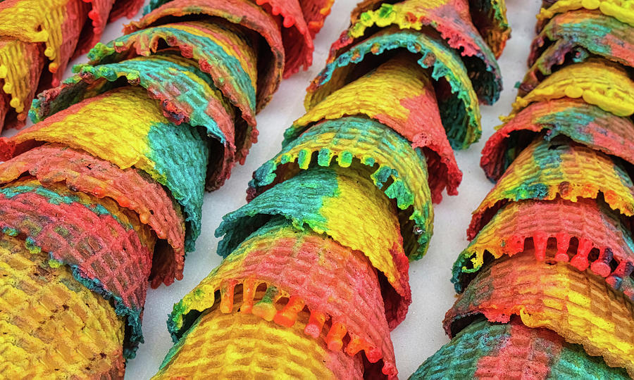 Rows Of Colorful Waffle Cones Photograph