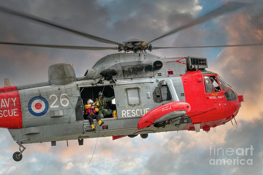 Helicopter Photograph - Royal Navy Search and Rescue Sea King Helicopter #1 by Steve H Clark Photography