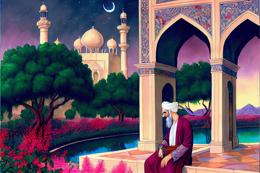 Fantasy Digital Art - Rubaiyat  enchanted  scene  Omar  Khayyam  era  hig  by Asar Studios #1 by Celestial Images