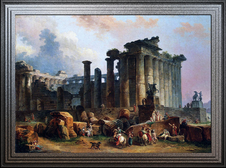 Ruins of a Doric Temple by Hubert Robert Painting by Rolando Burbon