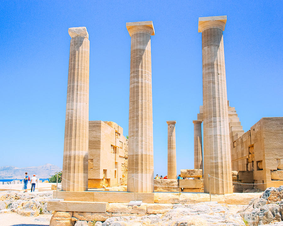 Ruins of Acropolis of Lindos, Rhodes, Dodecanese Islands, Greek Islands, Greece #1 Photograph by Andrei Troitskiy