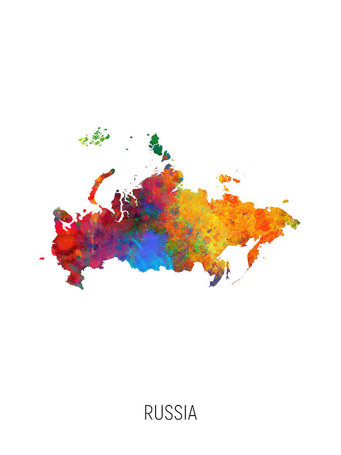 Russia Watercolor Map #1 Digital Art by Michael Tompsett