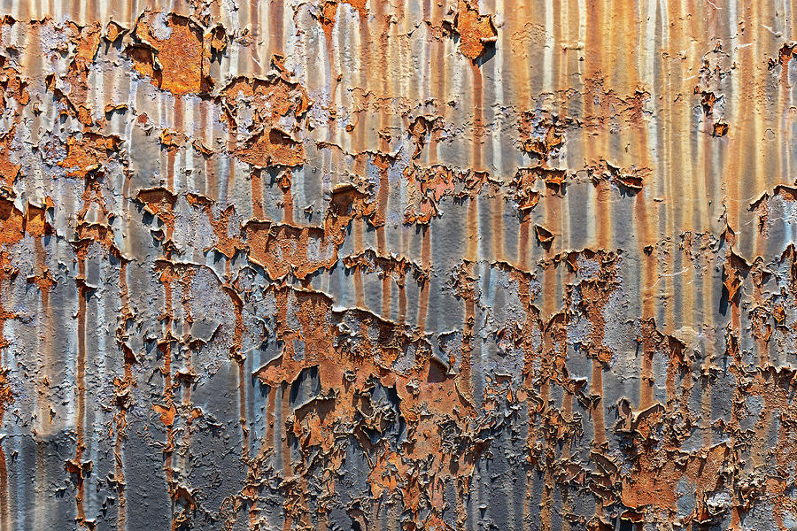 Rusty Metal Background With Peeling Paint #1 Photograph by Artur Bogacki