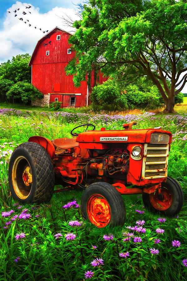 Rusty Red Tractor Painting #1 Photograph by Debra and Dave Vanderlaan