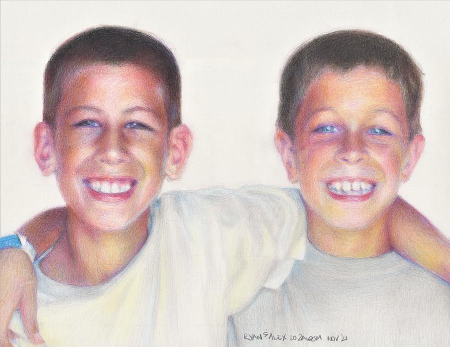Portrait Drawing - Ryan and Alex by Lorraine Zaloom