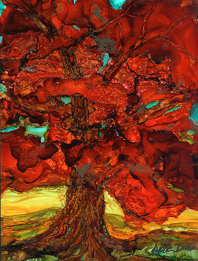 Sacred Fire Tree Painting by Lynne Dulken - Fine Art America