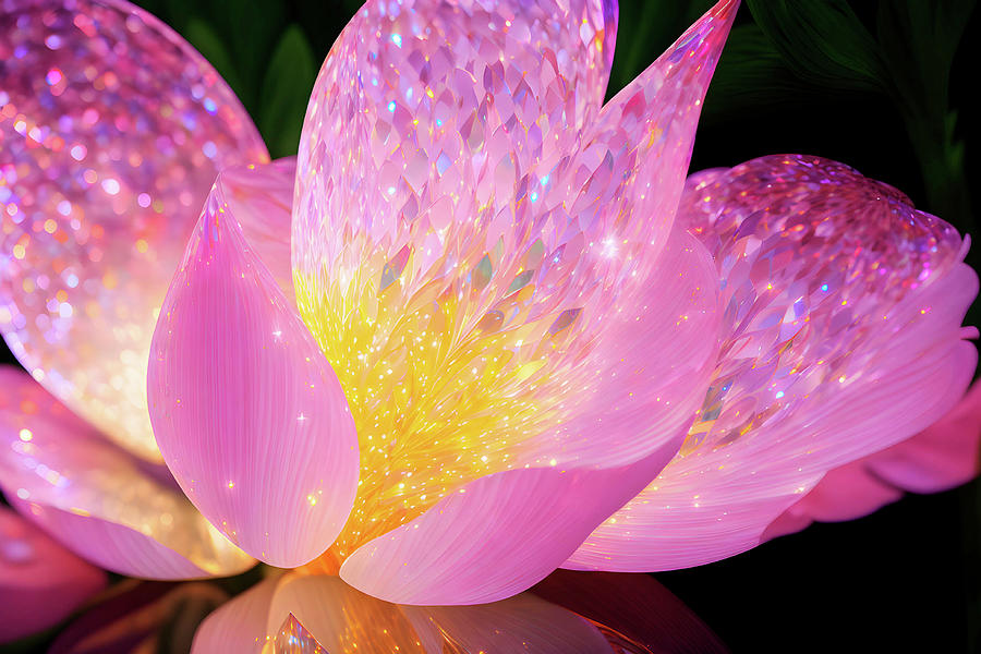 Sacred Pink Lotus Flower Digital Art by Peggy Collins
