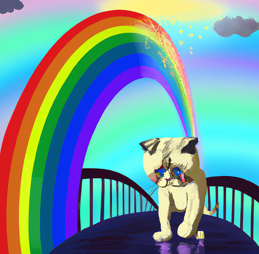 Sad Cat Goes Over The Rainbowbridge Digital Art by Mike Hering - Fine ...