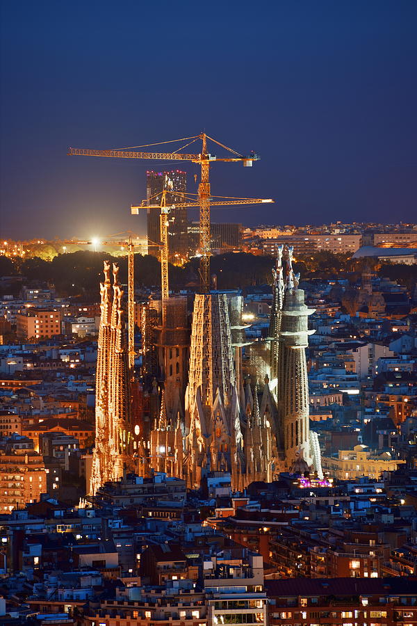 Sagrada Familia night view #1 Photograph by Songquan Deng