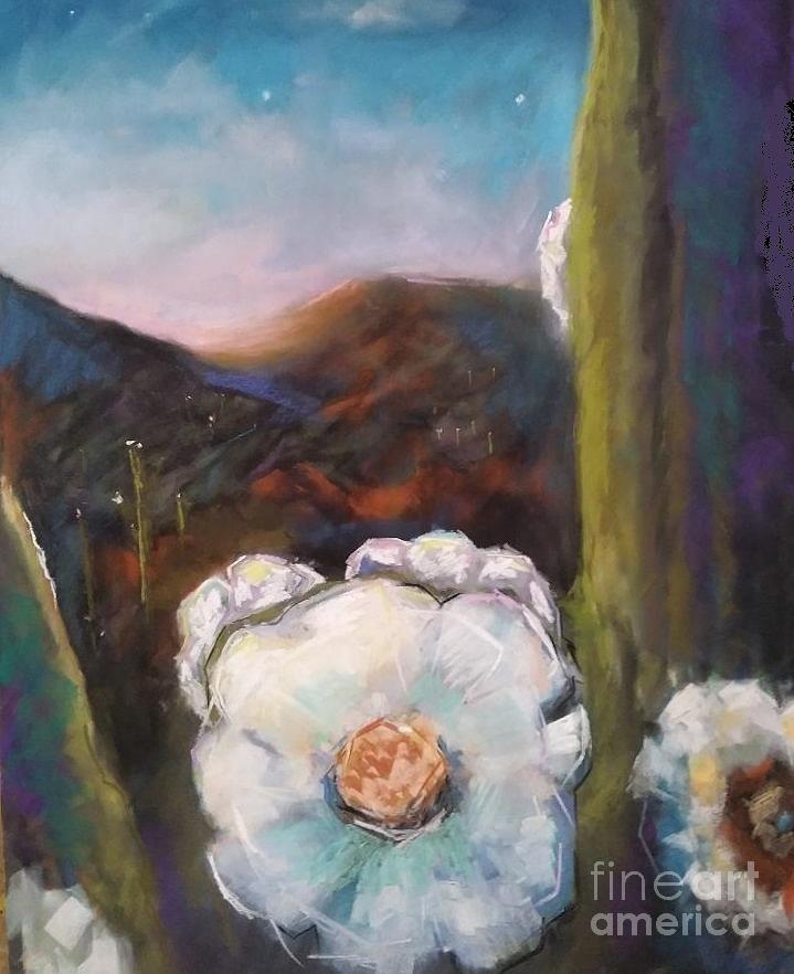 Saguaro in Bloom #1 Painting by Frances Marino