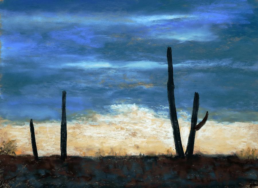 Saguaro Landscape #2 Pastel by M Diane Bonaparte