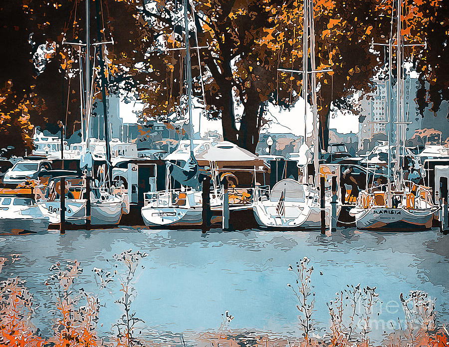 Sailboats In Dock #1 Digital Art by Phil Perkins