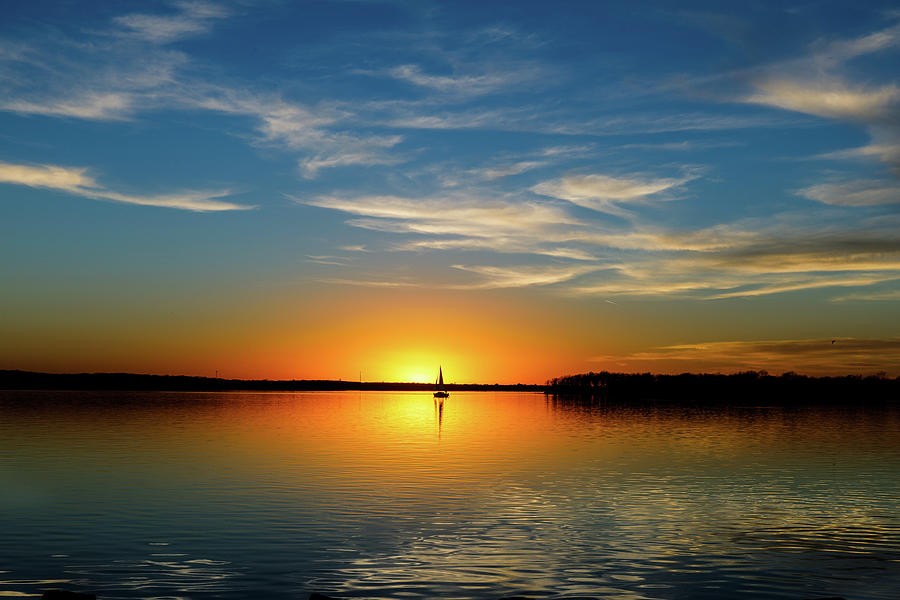 Nature Photograph - Sailing at Sunset #1 by Doug Long