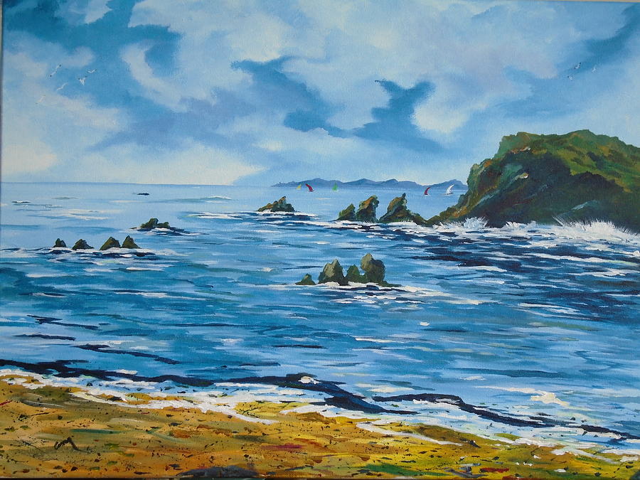Sailing at the Old Head of Kinsale Painting by Conor Murphy