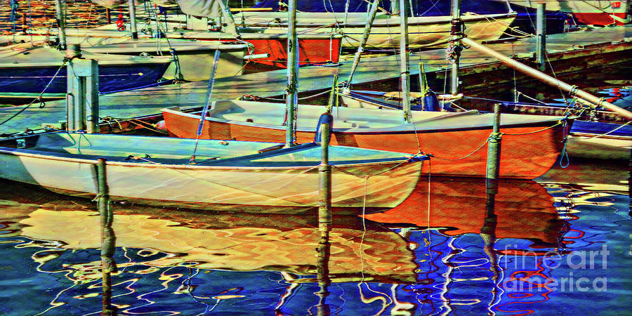 Sailing boat on the pier waiting for rent. Alster lake. Hamburg #1 Digital Art by The James Roney Collection