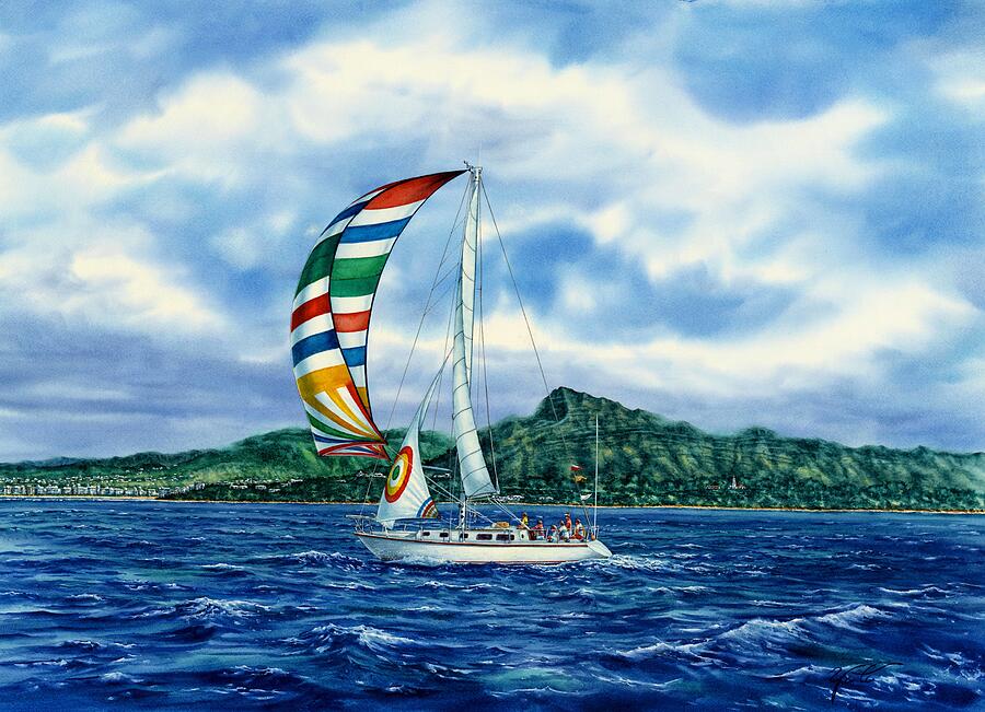 Sailing Hawaii Painting by John YATO