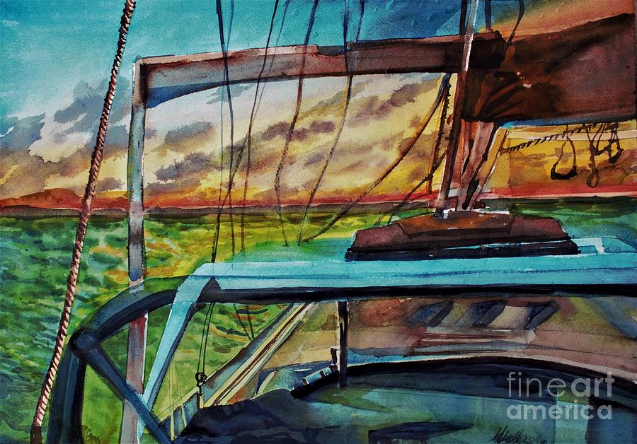 Sailing into the Sun #1 Painting by Mindy Newman