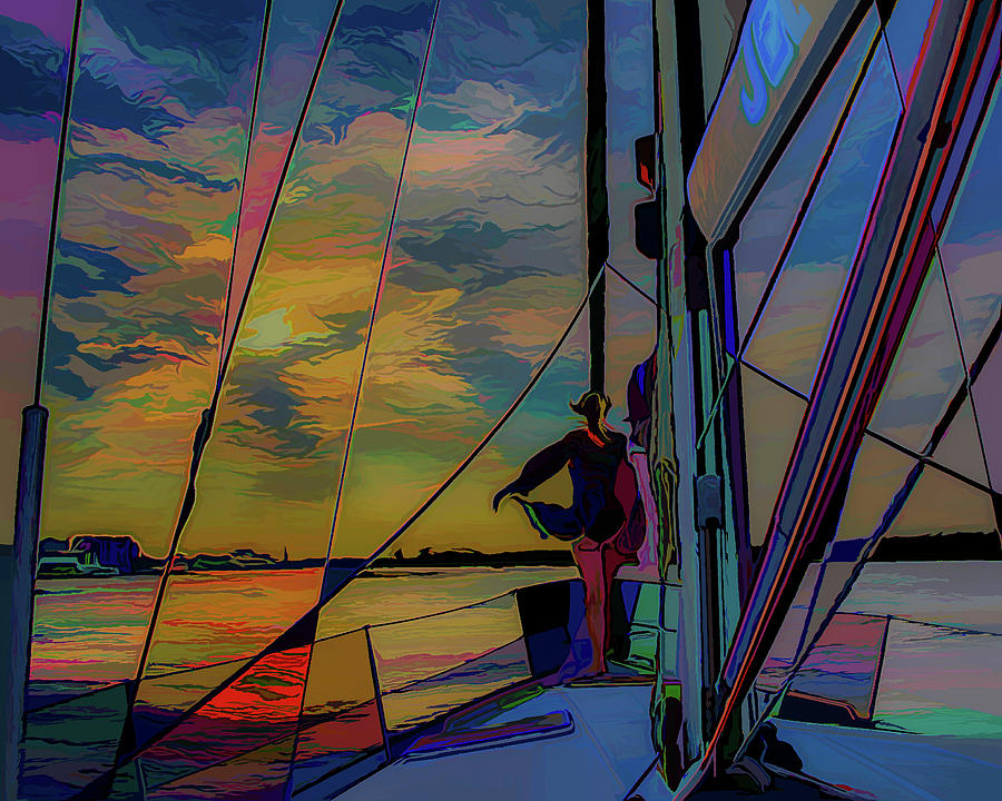 Sailing into the Sunset #1 Photograph by Alan Goldberg
