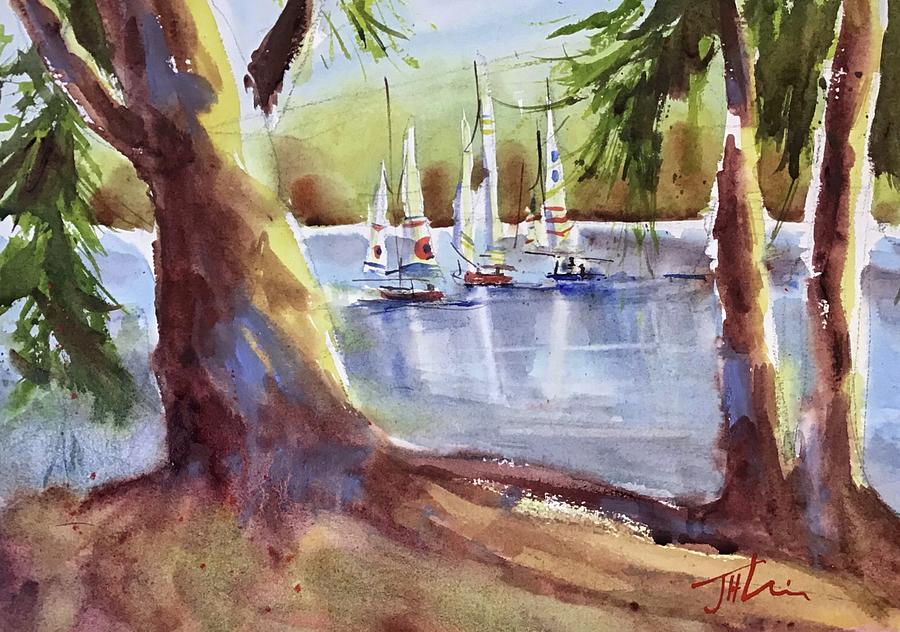 Sailing on First Lake #1 Painting by Judith Levins