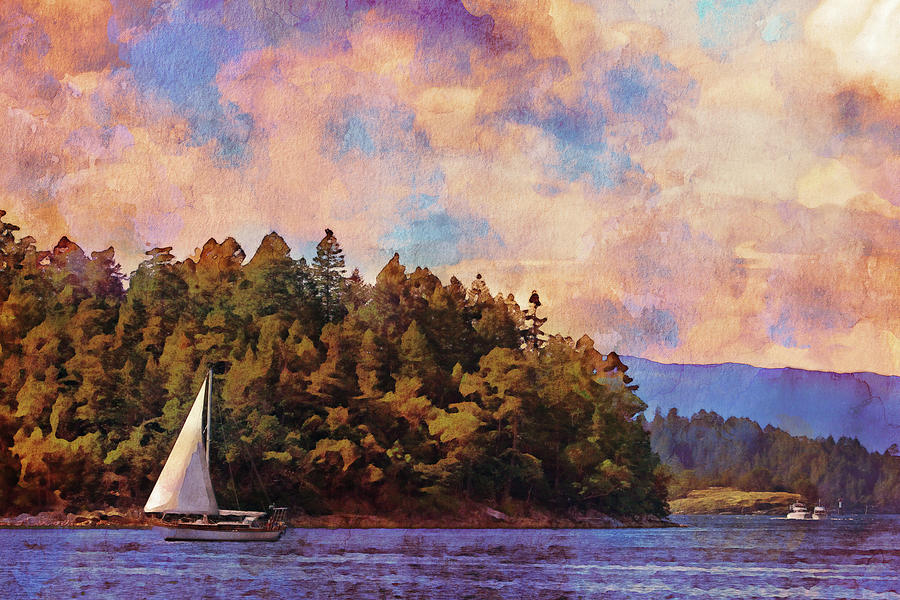 Sailing on the Sunshine Coast #2 Mixed Media by Peggy Collins