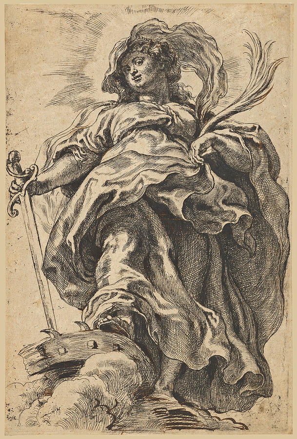 Saint Catherine of Alexandria #2 Drawing by Peter Paul Rubens