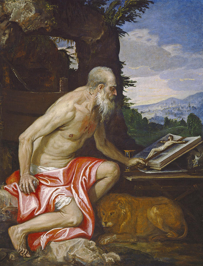 Saint Jerome in the Wilderness #3 Painting by Paolo Veronese