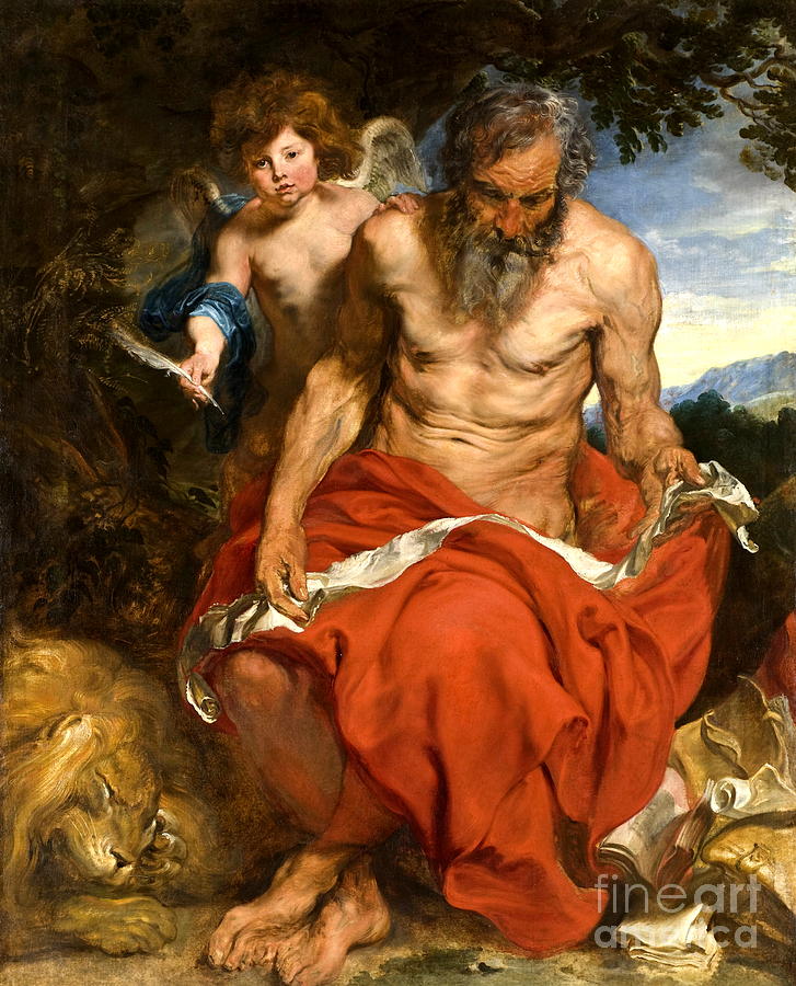 Saint Jerome #1 Painting by Sir Anthony van Dyck