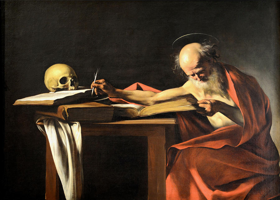 Caravaggio Painting - Saint Jerome Writing #1 by Caravaggio