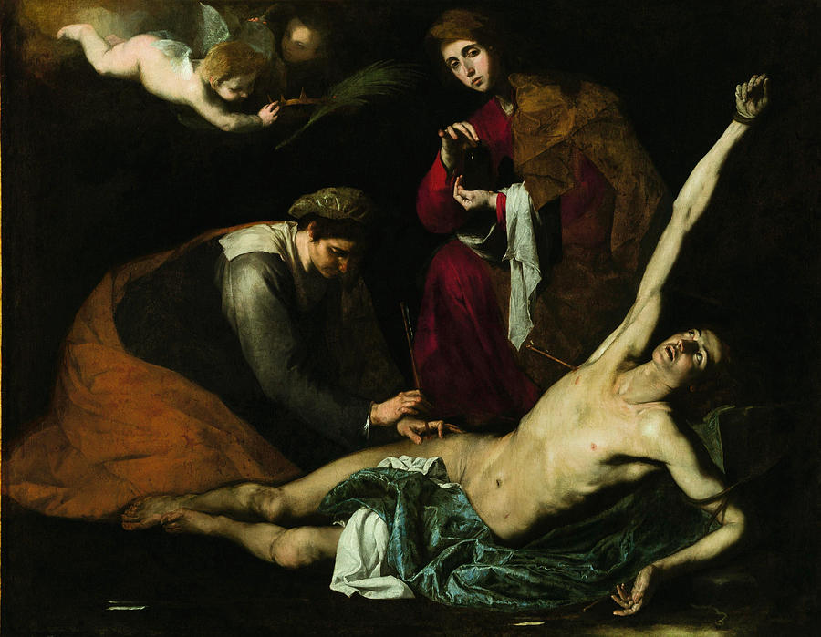 Jusepe De Ribera Painting - Saint Sebastian Tended by the Holy Women  #1 by Jusepe de Ribera