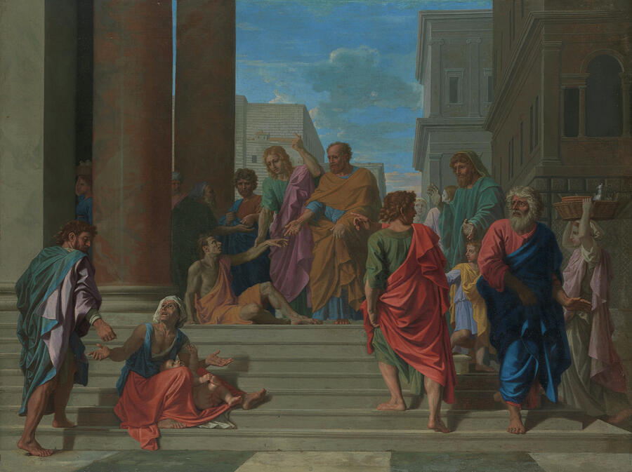 Saints Peter and John Healing the Lame Man, from 1655 Painting by Nicolas Poussin