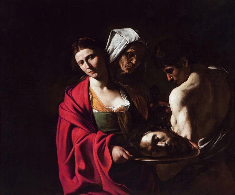 Up Movie Painting - Salome with the Head of John the Baptist by Caravaggio  by Mango Art