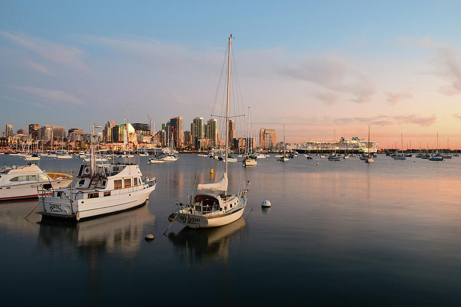 San Diego Photograph - San Diego North Harbor at Sunset by Robert VanDerWal