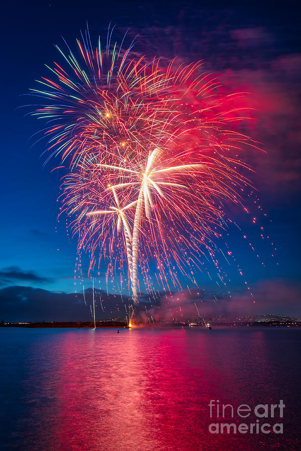 San Diego SeaWorld Fireworks Show over Mission Bay #1 Photograph by Sam Antonio
