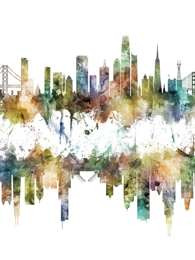 San Francisco and Chicago Skylines #1 Digital Art by Michael Tompsett