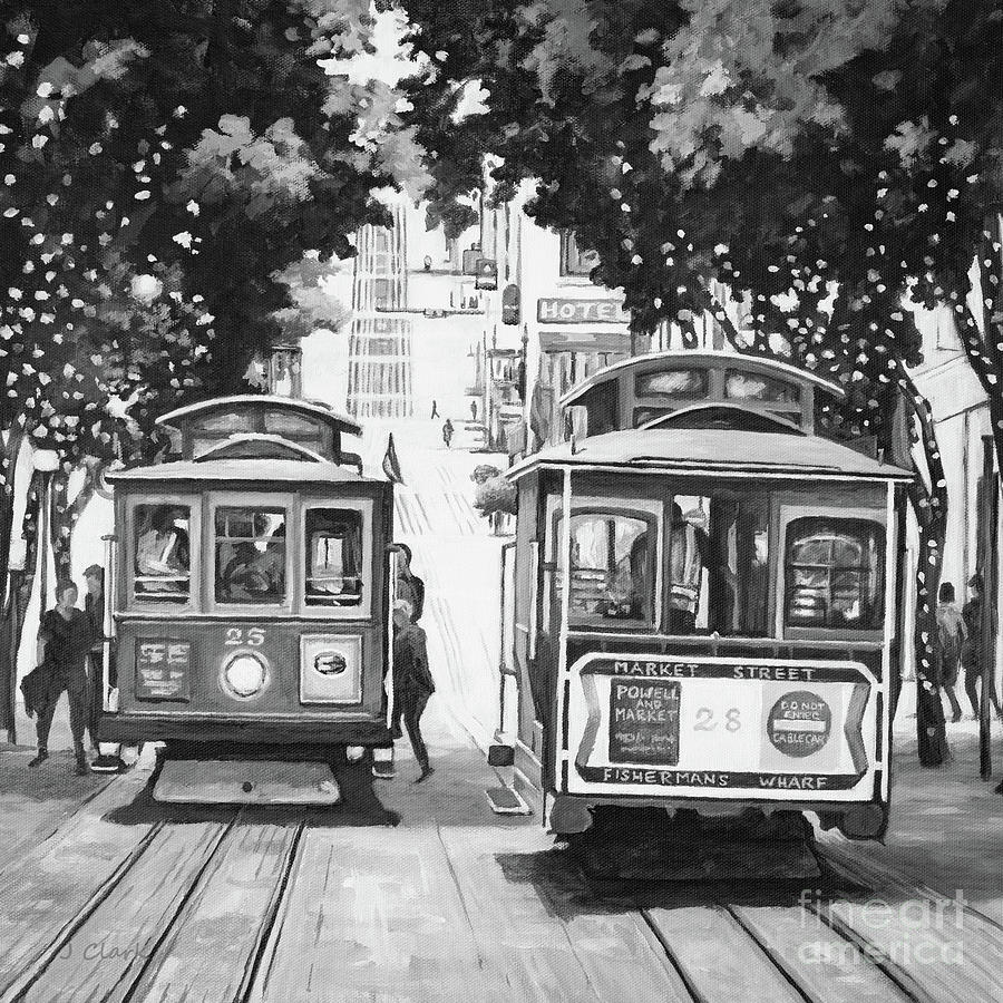 San Francisco Painting - San Francisco Cable Cars #1 by John Clark