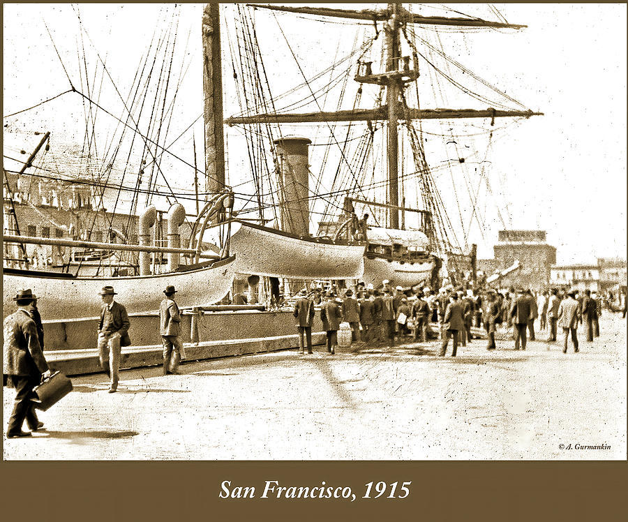 San Francisco Wharf, 1915, Vintage Photograph #1 Photograph by A Macarthur Gurmankin
