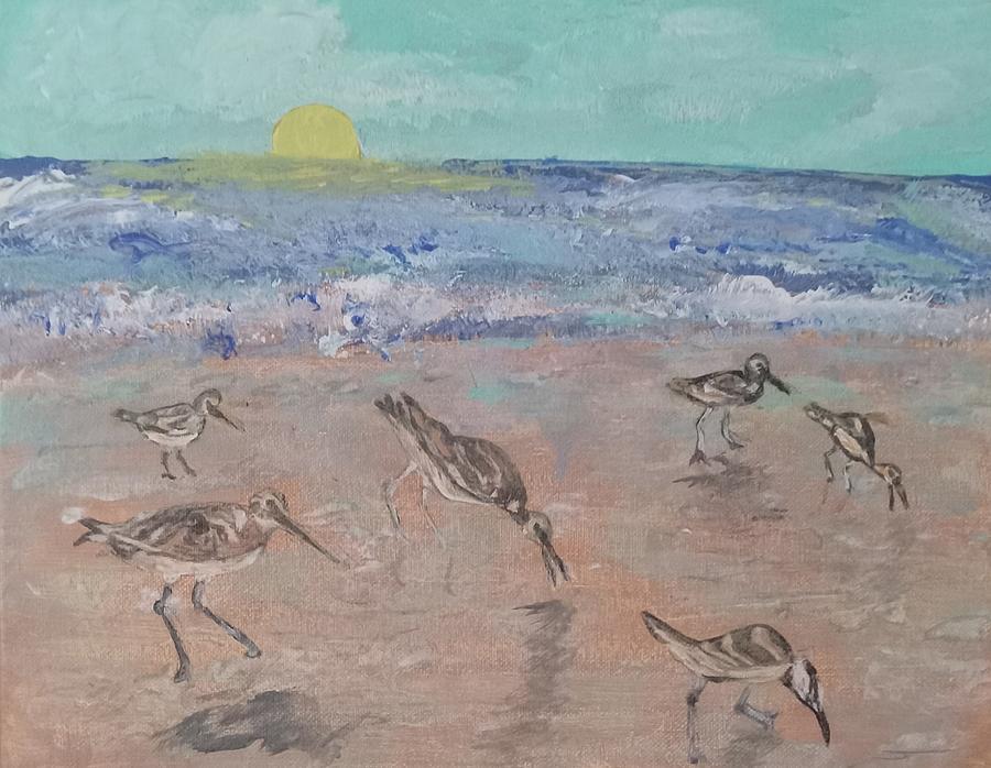 Sandpipers at Play #1 Painting by Suzanne Berthier