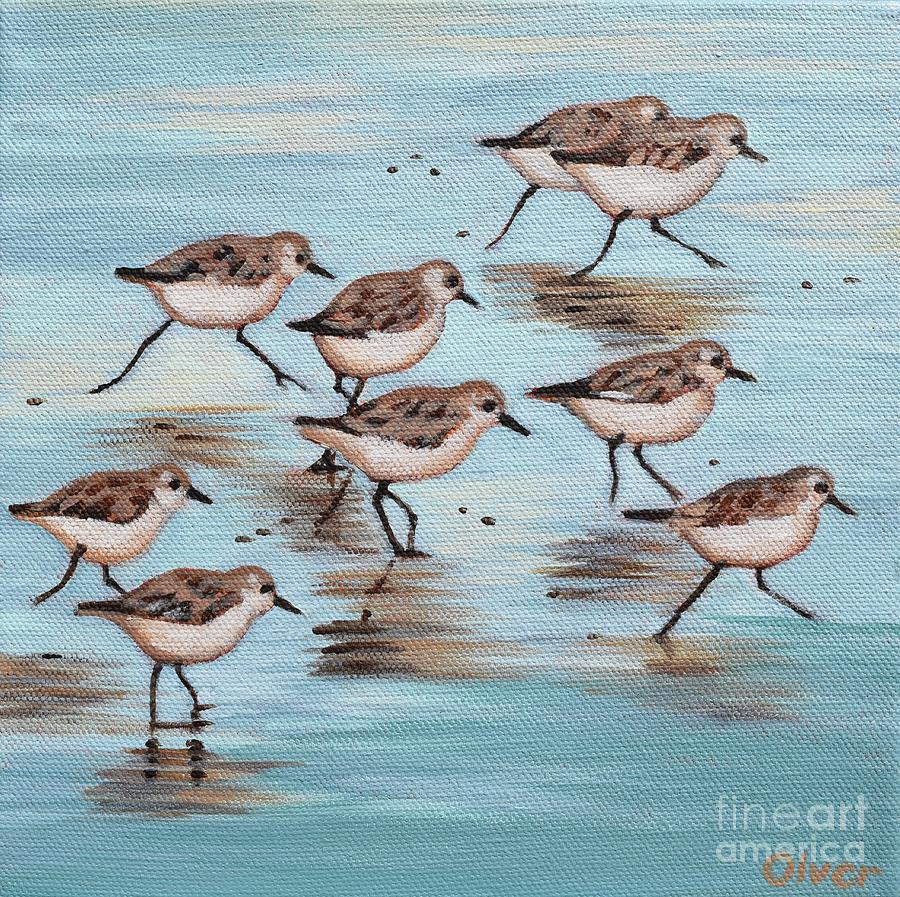 Bird Painting - Sandpipers in the Surf #1 by Elisabeth Olver