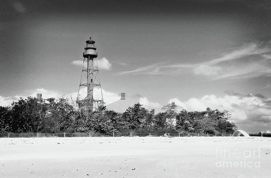 Sanibel Island Lighthouse BW #1 Photograph by Chris Andruskiewicz