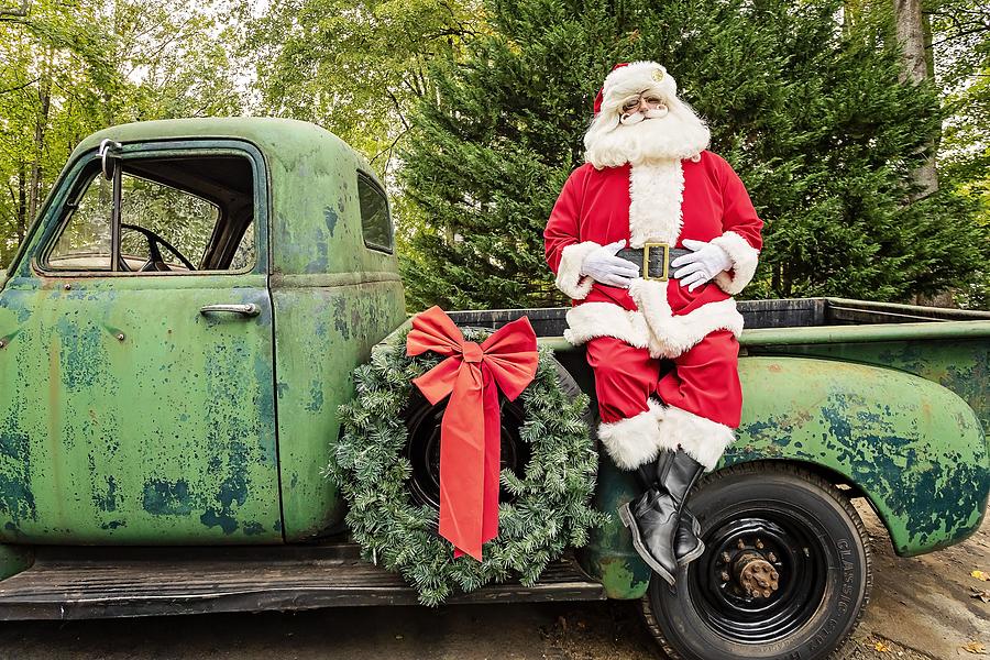 Santa and the Antique Truck #1 Photograph by Travis Rogers