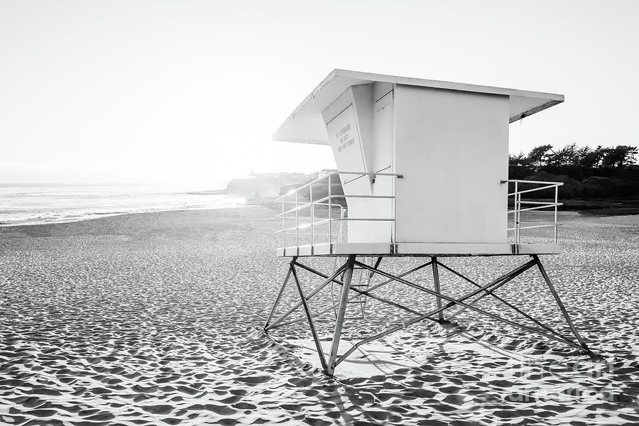 Santa Cruz Lifeguard Tower Black and White Photo #1 Photograph by Paul Velgos