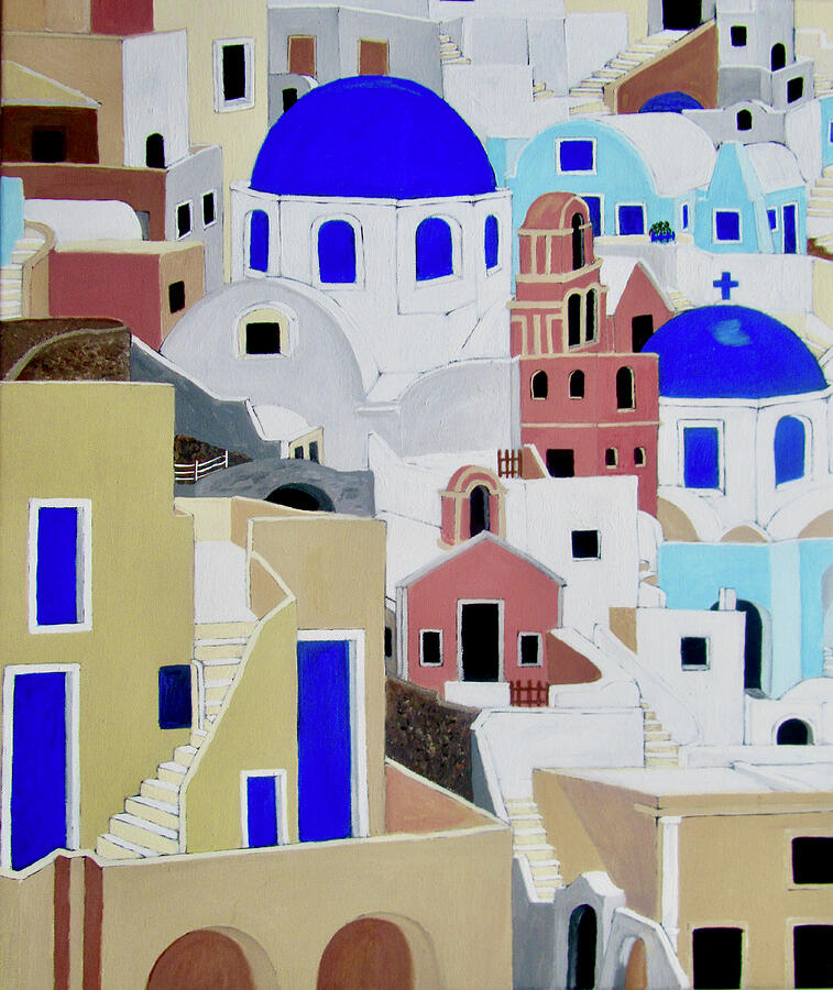 City Painting - Santorini #2 by Stephanie Moore