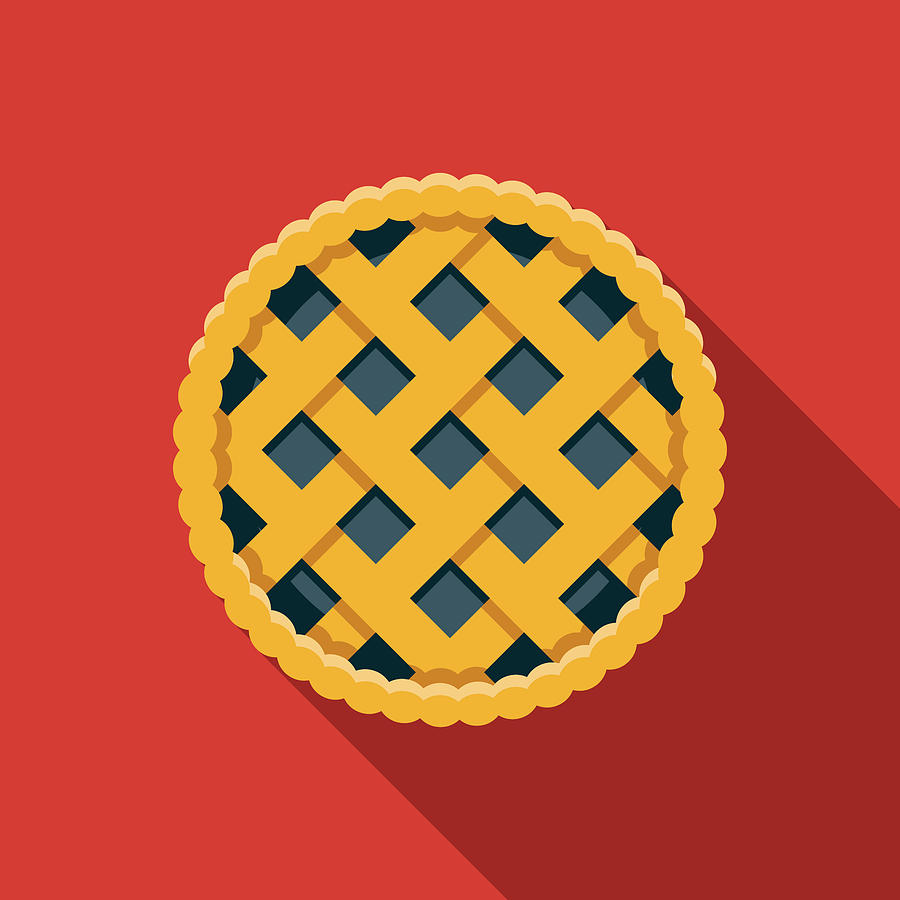 Saskatoon Berry Pie Flat Design Canadian Icon with Side Shadow #1 Drawing by Bortonia