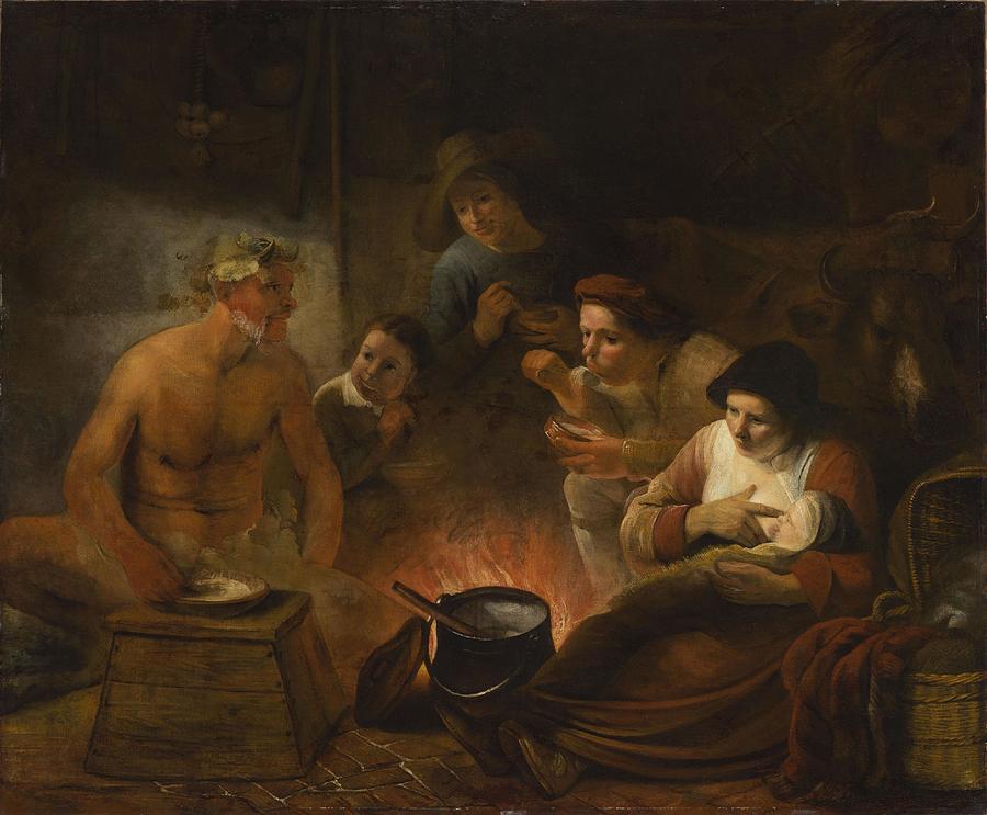 Satyr among peasants Aesop Fables J de La Fontaine V 7 Painting by ...