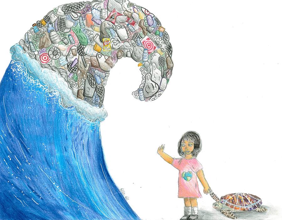 Turtle Drawing - Save Our Oceans by Ella Gonzalez Grade 7 #1 by California Coastal Commission