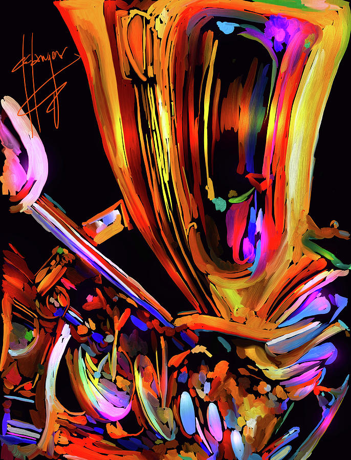 Saxophone 3 #1 Painting by DC Langer