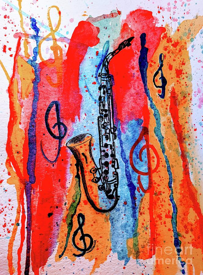 Saxophone #2 Painting by Aurelia Schanzenbacher