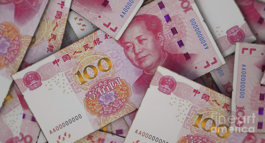 Scattered Chinese Yuan Banknote Pile Digital Art