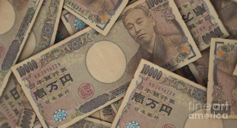 Scattered Japan Yen Banknote Pile Digital Art